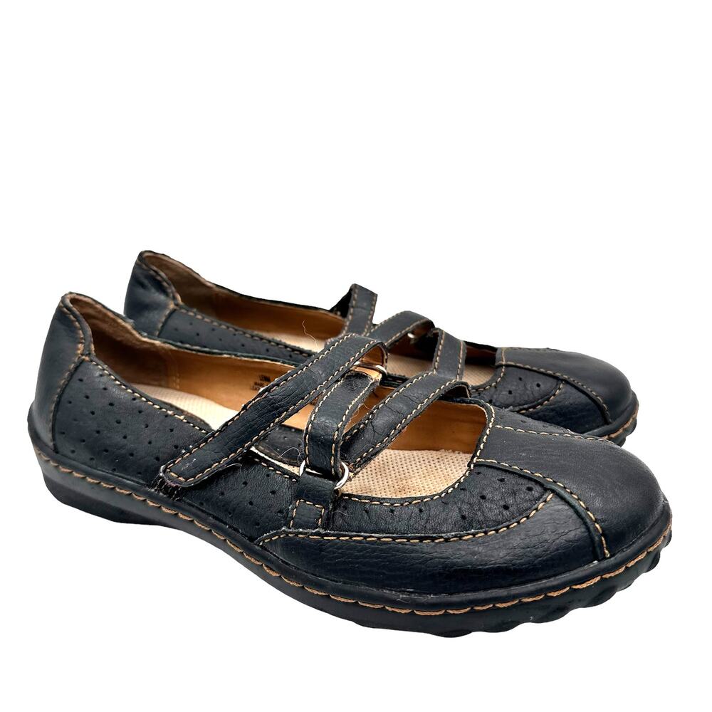 Canyon River Blues LENNA Black Leather Mary Jane Strapy slip-on shoes Sz: 6.5